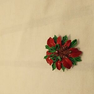 1950 Poinsettia Brooch with Pinecones